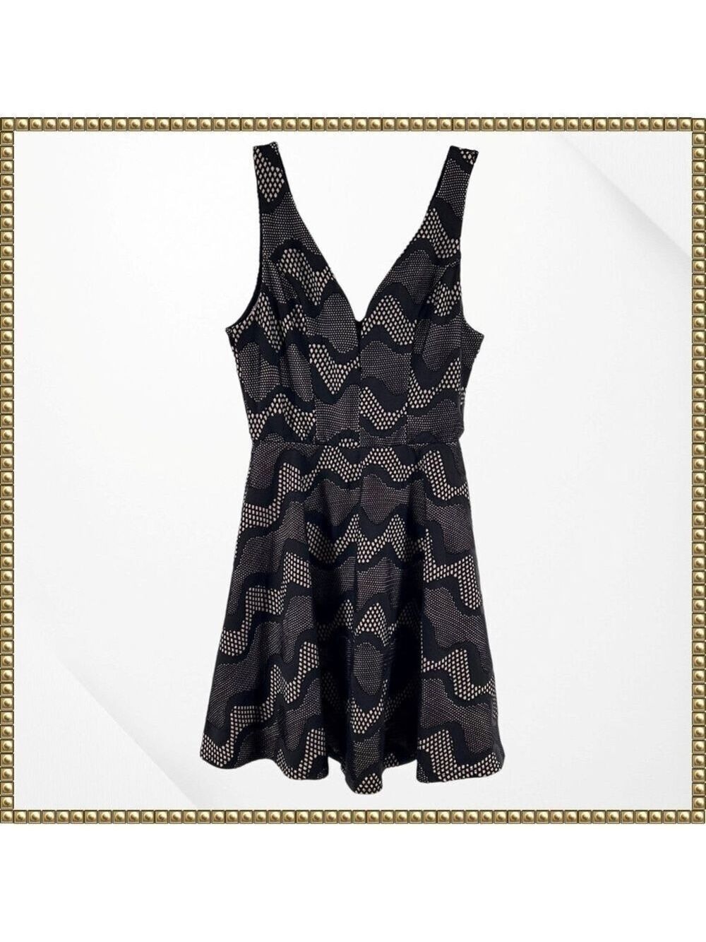 Bailey Blue Black Beige Fit and Flare Dress Medium